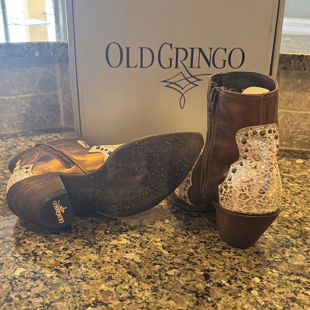 Old Gringo Women's Tan and Cream Ankle Booties - Picture 3 of 6